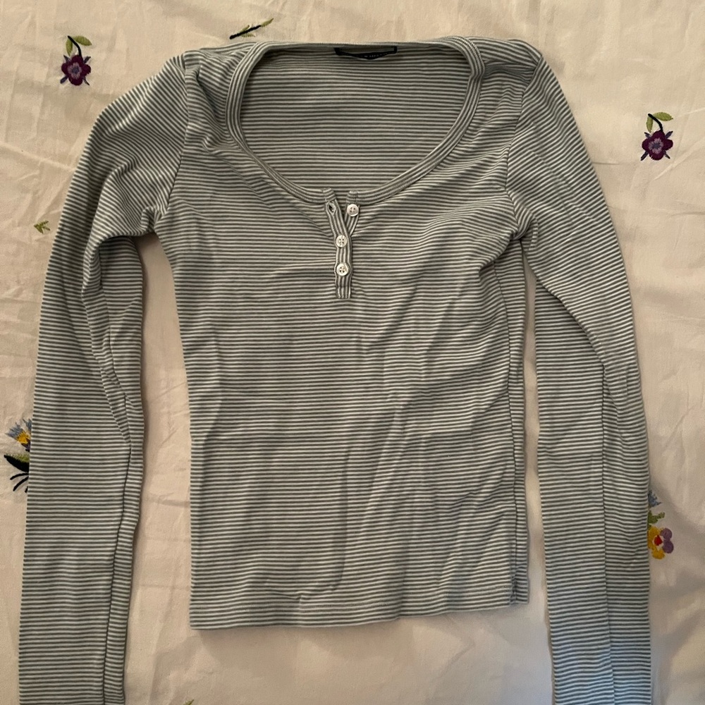 Green and white striped brandy Melville top